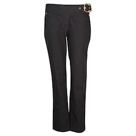 Roberto Cavalli-Vintage Black Pants with Golden Buckle-Black