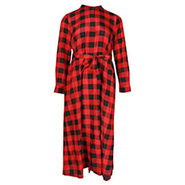 Autre Marque-Black & Red Checked Shirt Dress-Red
