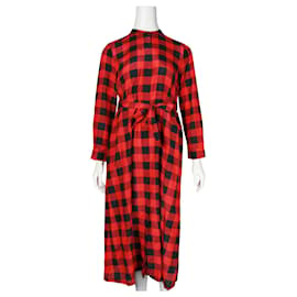 Autre Marque-Black & Red Checked Shirt Dress-Red