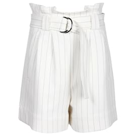 Ganni-Belted White Shorts -White