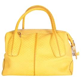 Tod's-Python Skin Yellow D-Styling Bauletto Mini with detachable Strap-Yellow