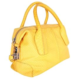 Tod's-Python Skin Yellow D-Styling Bauletto Mini with detachable Strap-Yellow