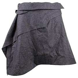 Autre Marque-Asymmetrical Wool Skirt-Grey