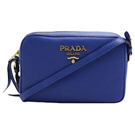 Prada-Bandoliera Umhängetasche aus Saffiano-blauem Leder-Blau