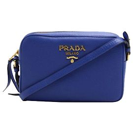 Prada Borsa a tracolla Bandoliera in pelle blu saffiano Blu