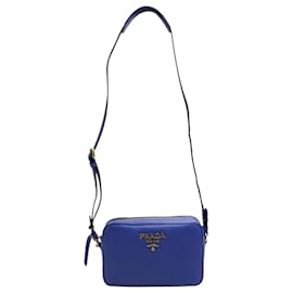 Prada-Bandoliera Saffiano Blue Leather Cross Body Bag-Blue