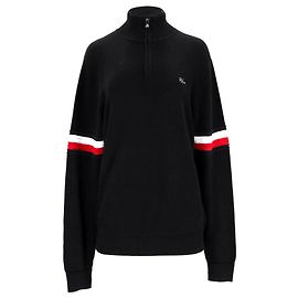 Tommy Hilfiger Herren-Mercedes-Benz-Pullover mit halbem Reißverschluss Schwarz