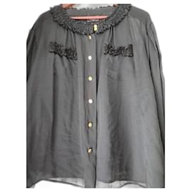 Chanel-Chanel vintage silk blouse-Black
