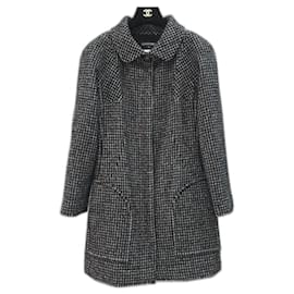 Chanel-Chanel 14Abrigo PF de tweed de lana y seda-Gris antracita