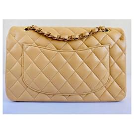 Chanel-CHANEL Beige Classik Small lined Flap Bag-Beige