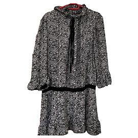 Anna Sui Kleid aus Baumwolle Schwarz Schwarz