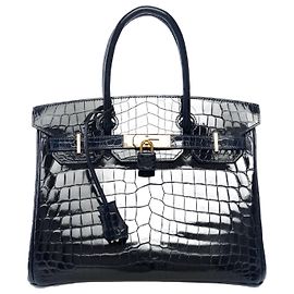 Hermès Bolsa HERMES BIRKIN 30 em couros exóticos azul marinho - 101736 Azul marinho