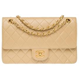 Chanel-Sac Chanel Timeless/Clássico em Couro Bege - 101729-Bege
