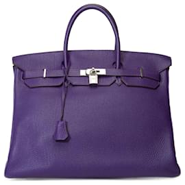 Hermès-HERMES BIRKIN BAG 40 in Violet Leather - 101732-Purple