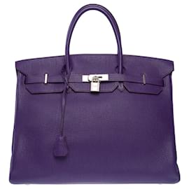 Hermès-HERMES BIRKIN BAG 40 in Violet Leather - 101732-Purple