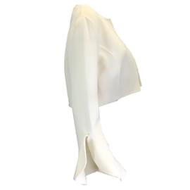 Autre Marque-Michael Kors Collection Veste courte en laine à volants ivoire-Écru