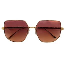 Cartier-Cartier Pink Square Gradient Lens Shiny Gold Frame Sunglasses-Pink
