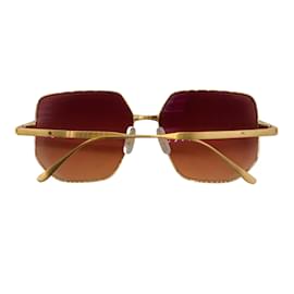 Cartier-Óculos de sol com armação dourada brilhante com lente gradiente quadrada rosa Cartier-Rosa