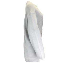 Autre Marque-Dries Van Noten Gris / Robe sweat-shirt en coton à manches longues et détail anneau argenté-Gris