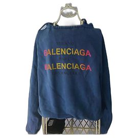 Balenciaga LOGO HOODIE IN MULTICOLOURED LOGO-PRINT FRONT Bleu
