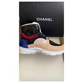 Chanel-Novos tênis tricolor CC de cano alto-Outro