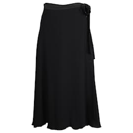 Max Mara-Max Mara Wrap Midi Skirt in Black Triacetate-Black