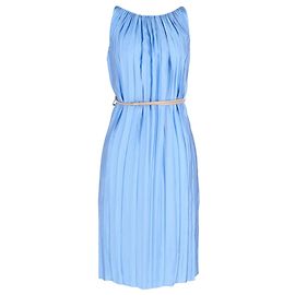 Robe plissée ceinturée Nina Ricci en viscose bleue Bleu Bleu clair