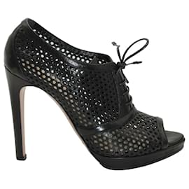 Prada-Prada Perforated Platform Sandals in Black Leather-Black