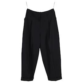 Stella Mc Cartney-Pantalones plisados Stella McCartney de algodón negro-Negro