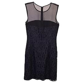 Diane Von Furstenberg-Diane Von Furstenberg Sleeveless Dress in Black Silk and Nylon Lace-Black