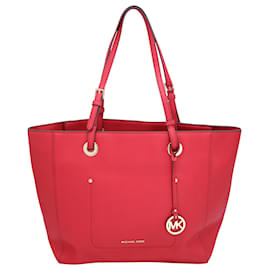 Michael Kors-Michael Kors Walsh Large Tote Bag in Red Saffiano Leather-Red