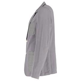 Comme Des Garcons-Comme Des Garcons Patch Pocket Blazer in Grey Cotton Denim-Grey