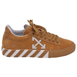 Off White Off-White Vulcanized Low Sneakers in Tan Brown Suede Brown Beige