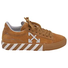 Off White-Off-White Vulcanized Low Sneakers in Tan Brown Suede-Brown,Beige