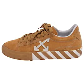 Off White-Off-White Vulcanized Low Sneakers in Tan Brown Suede-Brown,Beige