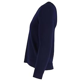 Gucci-Jersey con cuello de pico y insignia de Gucci en lana azul marino-Azul,Azul marino
