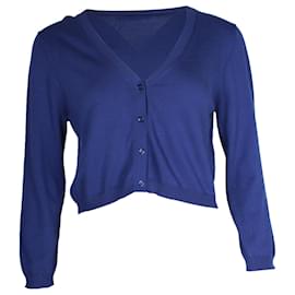 Autre Marque-Max Mara Weekend Cropped Cardigan in Blue Viscose-Blue