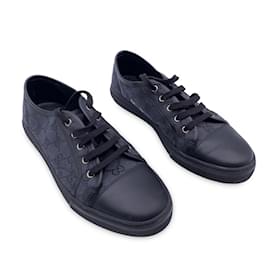Gucci-Black GG Monogram Canvas Low Top Sneakers Shoes Size 40-Black