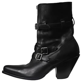 Céline-Black pointed toe motorcycle style boots - size EU 38-Black