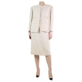 Autre Marque-Beige houndstooth jacket and skirt set - size UK 16-Other