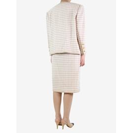 Autre Marque-Beige houndstooth jacket and skirt set - size UK 16-Other