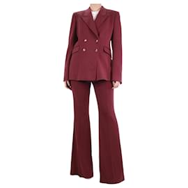 Gabriela Hearst-Ensemble blazer-pantalon à boutonnage doublé bordeaux - taille UK 12-Rouge