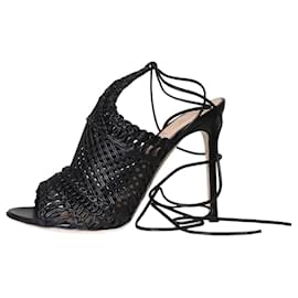 Gianvito Rossi-Black weave detail nappa leather sandals - size EU 38-Black