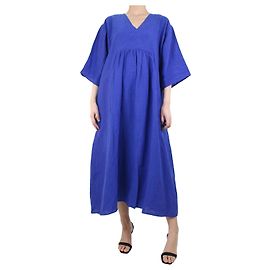 Sofie d'Hoore Robe en lin bleue à manches évasées - taille UK 8 Bleu