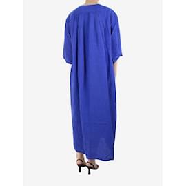 Sofie d'Hoore-Blue flare-sleeved linen dress - size UK 8-Blue