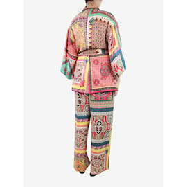 Etro-Multicoloured floral embroidered set with belt - size UK 8-Multiple colors