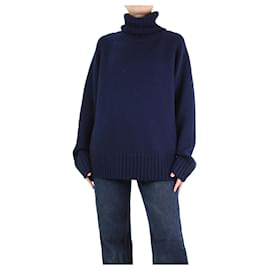 Joseph-Suéter de lã azul com gola enrolada - tamanho L-Azul