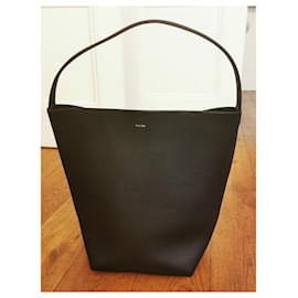 The row-The Row Large N/S Park Tote Bag in Leather-Black