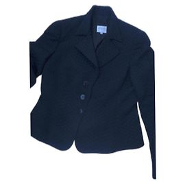 Armani collezzioni jacket 42 black with pattern like black satin woven Black