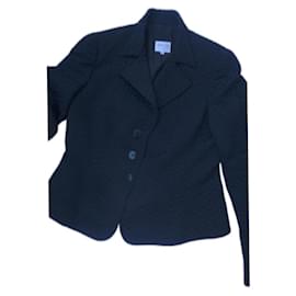 Armani-Armani collezzioni jacket 42 black with pattern like black satin woven-Black
